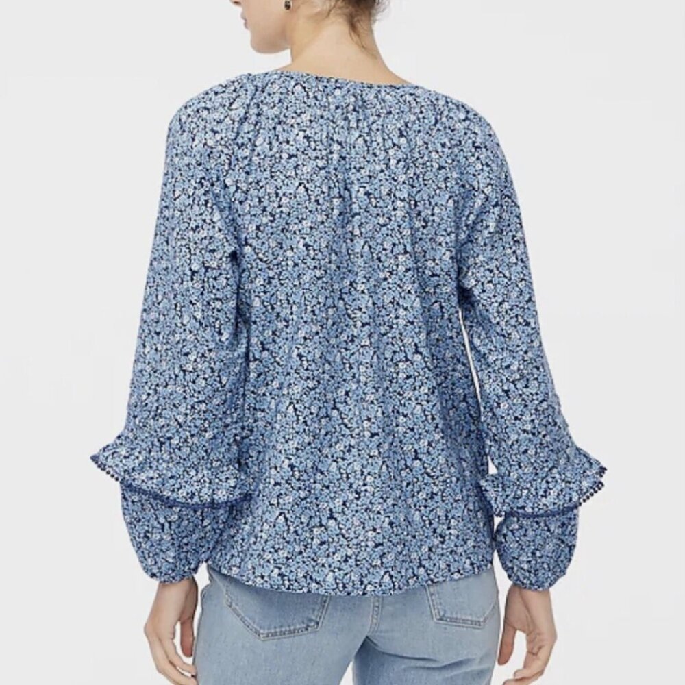 J.Crew Factory Floral Ruffle‎ Trim Pheasant Top - Size M - NWT - Picture 4 of 4